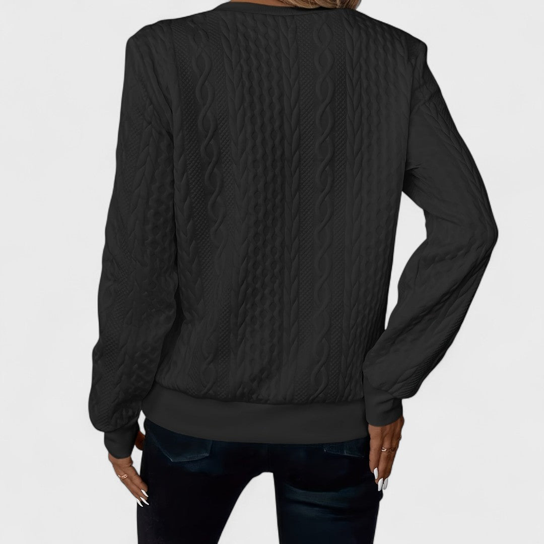 Minda - Maglione da donna con zip e lavorazione a trecce