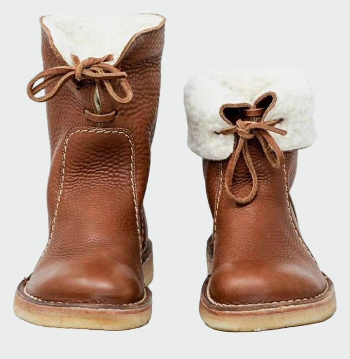 Scarpe da uomo in pelle impermeabili con rivestimento in lana
